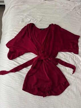 Vici Deep Wine Wrap-Front Romper